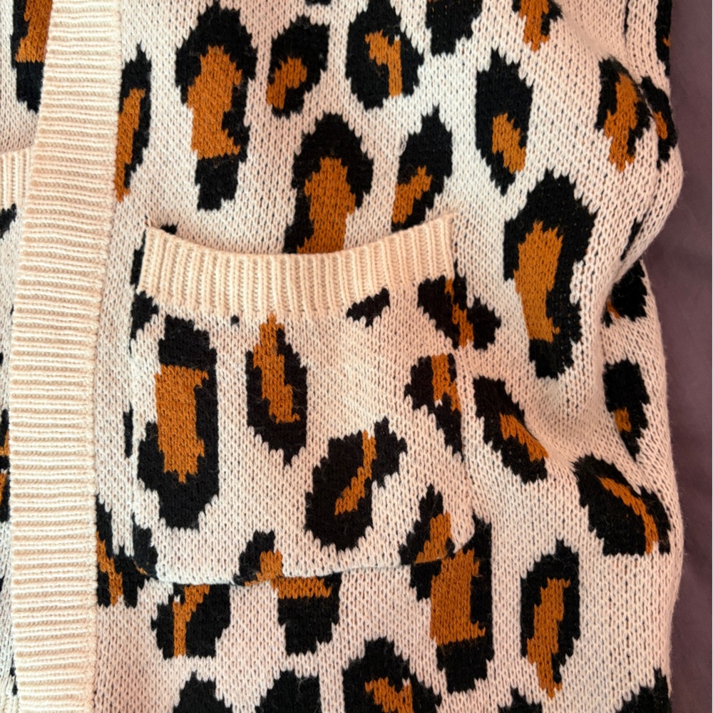 Leopard Print Open Front Cardigan Sweater - Picture 3 of 3